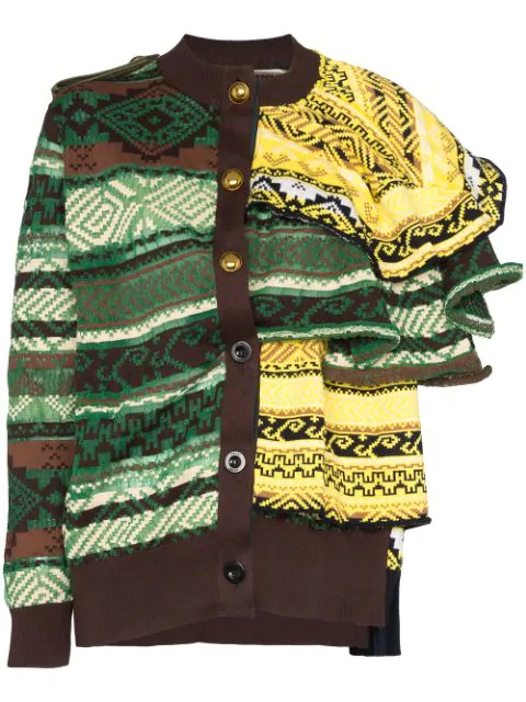 Sacai Cardigan In Yellow Modesens