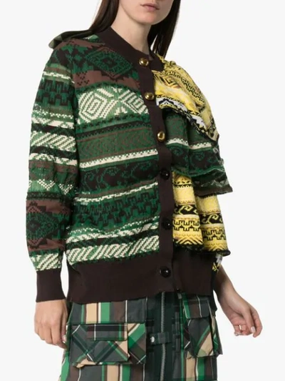 Shop Sacai Cardigan Im Layering-look - Gelb In Yellow