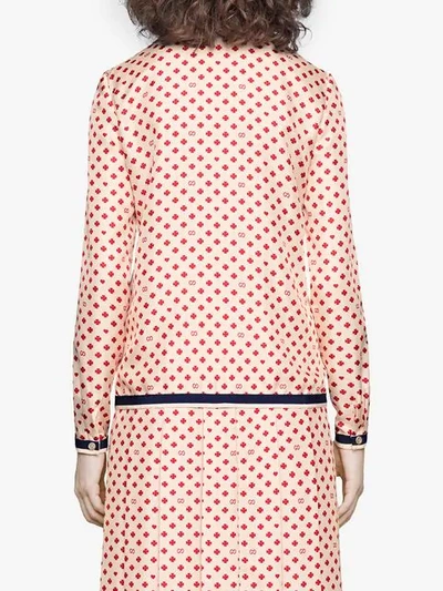 Shop Gucci Shirt With Gg, Hearts And Clovers In Neutrals