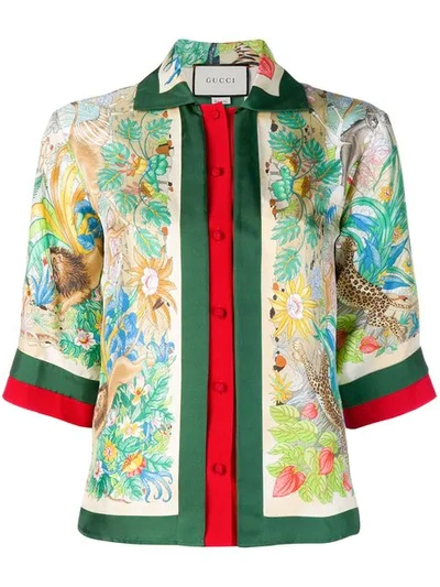 Shop Gucci Floral Jungle Shirt In Green