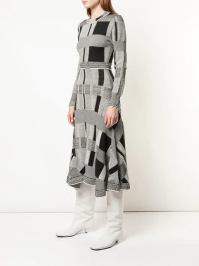 Shop Proenza Schouler Patchwork Plaid Dress In Black ,grey