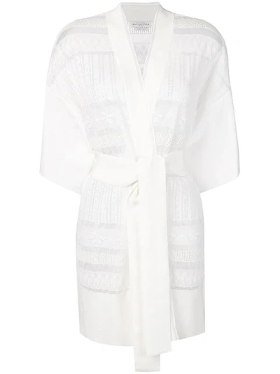 Shop Ballantyne Knitted Belted Cardigan In White