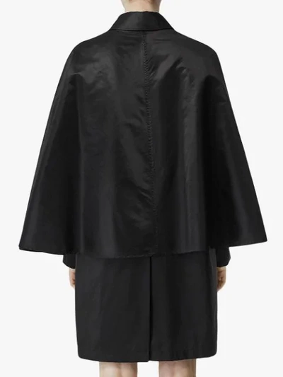 Shop Burberry Cape Detail Belted Coat In Black