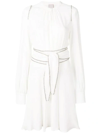Shop Pinko Sphere Embellished Short Dress In White