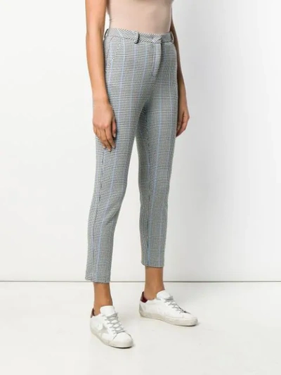 Shop Pinko Checked Cropped Trousers In White