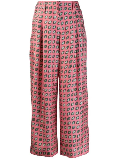 ETRO DIAMOND PATTERN CROPPED TROUSERS - 粉色