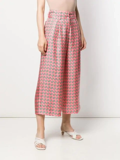 Shop Etro Diamond Pattern Cropped Trousers In Pink