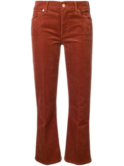 Shop 7 For All Mankind Cropped Corduroy Trousers - Brown