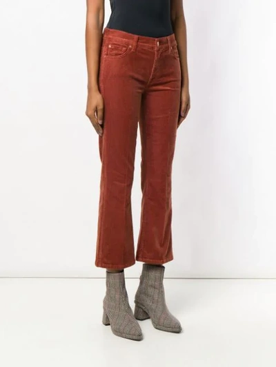 Shop 7 For All Mankind Cropped Corduroy Trousers - Brown