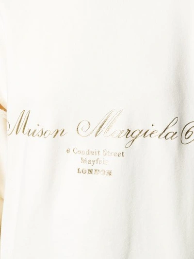 Shop Mm6 Maison Margiela Printed Slit Hoodie In White