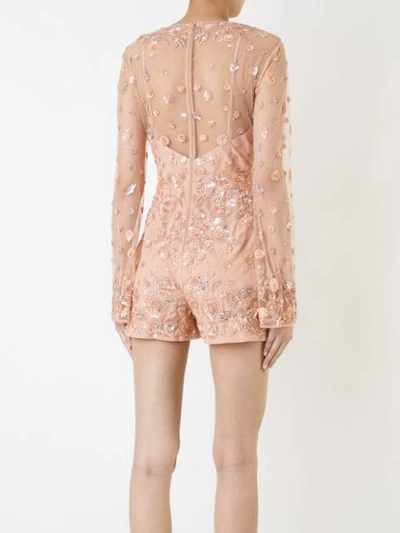 Shop Zuhair Murad Embellished Romper In Pink