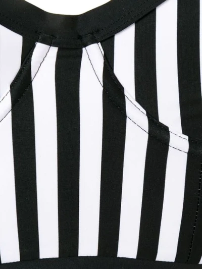 Shop Balmain Striped Longline Bikini Top In Black