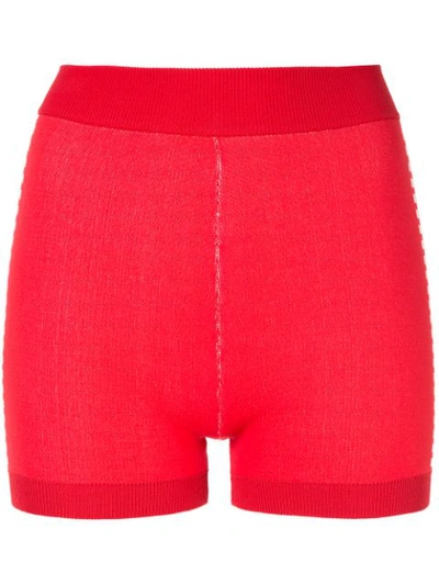 Shop Nagnata Yoni Side Stripe Compression Shorts In Red Cream