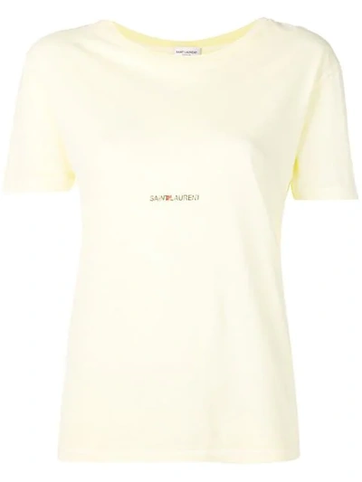 Shop Saint Laurent Logo-print T-shirt In Yellow