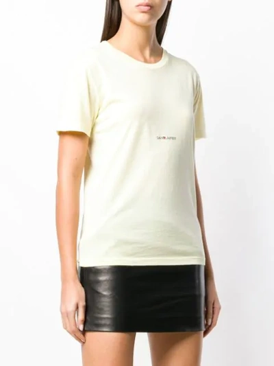 Shop Saint Laurent Logo-print T-shirt In Yellow