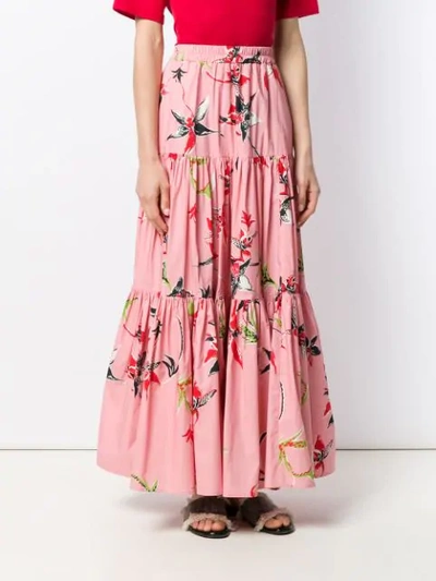 Shop La Doublej Floral Print Maxi Skirt In Pink