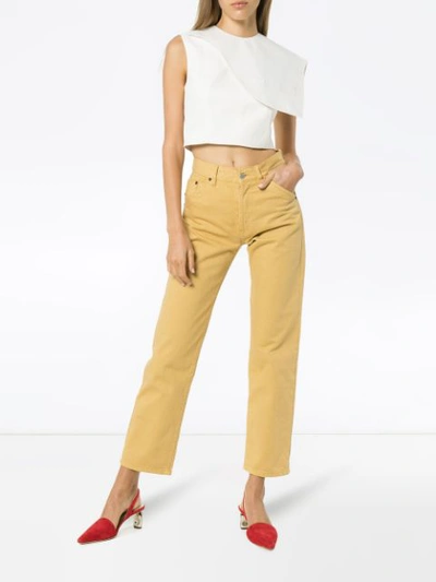 Shop Jacquemus High Rise Cropped Jeans In Brown