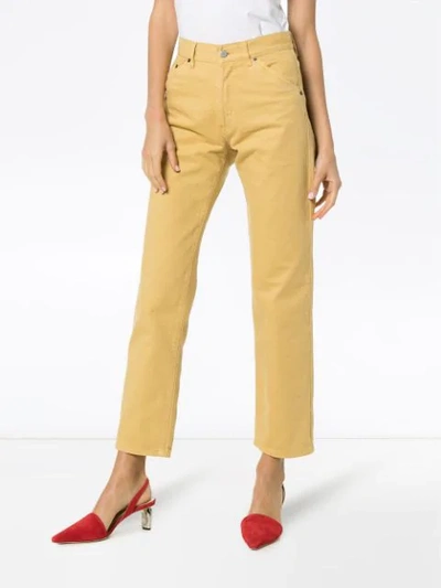 Shop Jacquemus High Rise Cropped Jeans In Brown