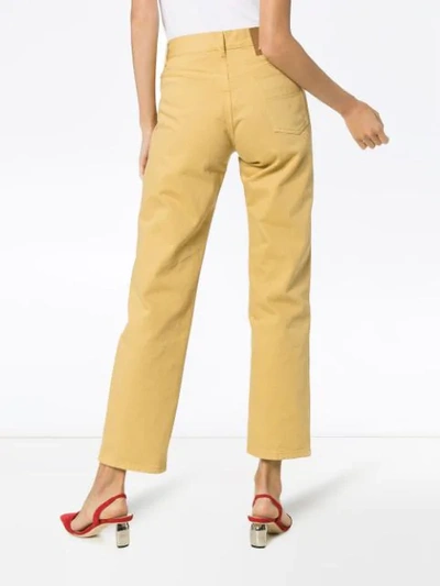 Shop Jacquemus High Rise Cropped Jeans In Brown