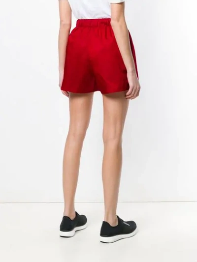 Shop Prada Logo Patch Shorts In Red