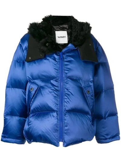 Shop Yves Salomon Padded Hooded Jacket In Blue