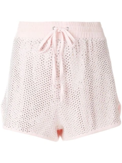 Shop Juicy Couture Swarovski Embellished Velour Shorts In Pink