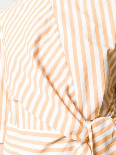 Shop Roberto Collina Striped Knot Blouse In Orange