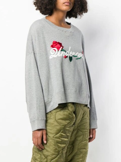 Shop Undercover Embroidered Rose Sweatshirt In Grey
