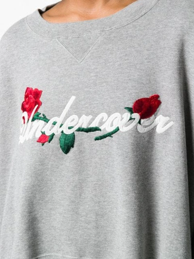 Shop Undercover Embroidered Rose Sweatshirt In Grey