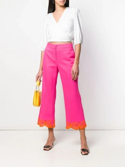 Shop Emilio Pucci High-waisted Cropped Trousers In Pink