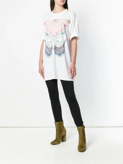 butterly printed elongated T-shirt