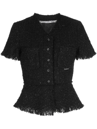 ALEXANDER WANG TWEED BUTTONED TOP - 黑色