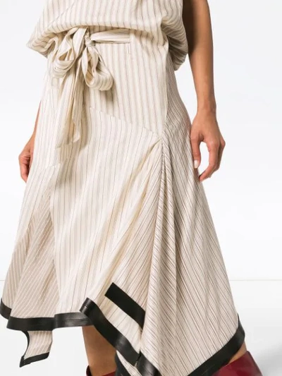 Shop Jw Anderson Neutral Silk Lambskin Trim Asymmetrical Dress In Neutrals