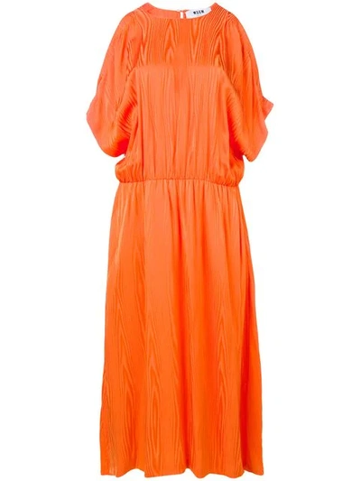 Shop Msgm Cold-shoulder Midi Dress In Orange