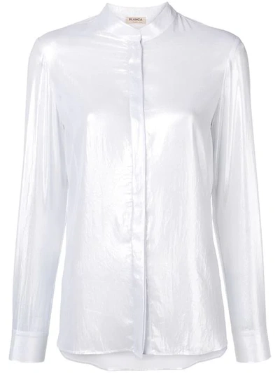Blanca Band Collar Shirt In Silver