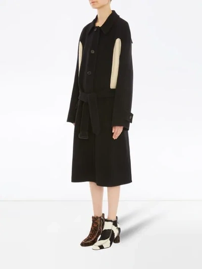 Shop Jw Anderson Knit Insert Wool Coat In Black