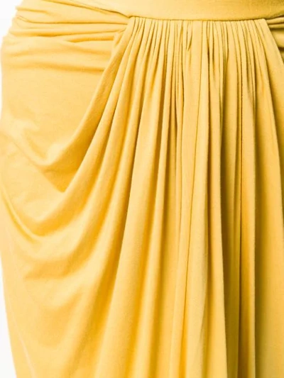 Shop Rick Owens Draped Midi Skirt In Yellow