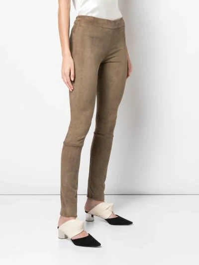 Shop The Row Mid Rise Skinny Trousers In Green
