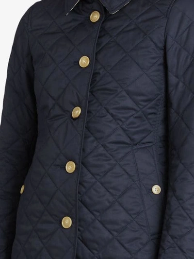 Shop Burberry Diamond Quilted Jacket In Navy