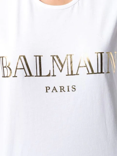 Shop Balmain Logo Printed Vest In White