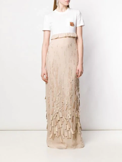 Shop Prada Embroidered Chiffon Dress In White