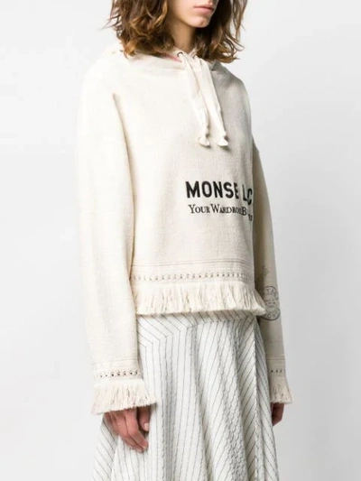 MONSE LOGO PRINT TOWEL HOODIE - 白色