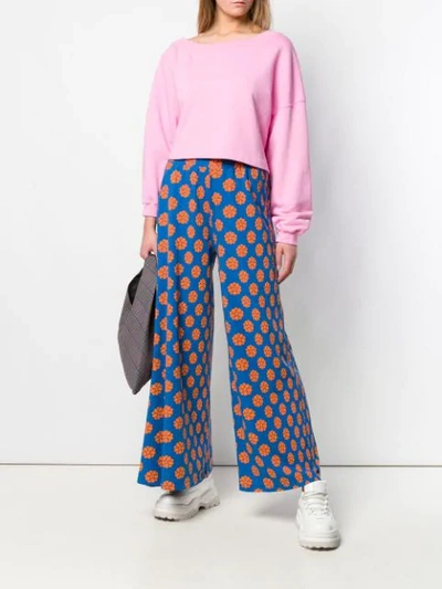 Mm6 Maison Margiela Wide Leg Floral Print Trousers In Blue | ModeSens