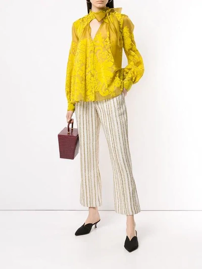 Shop Rosie Assoulin Floral Embroidered Blouse In Yellow