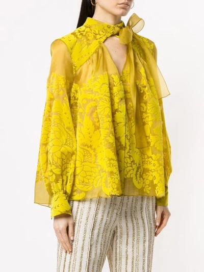 Shop Rosie Assoulin Floral Embroidered Blouse In Yellow