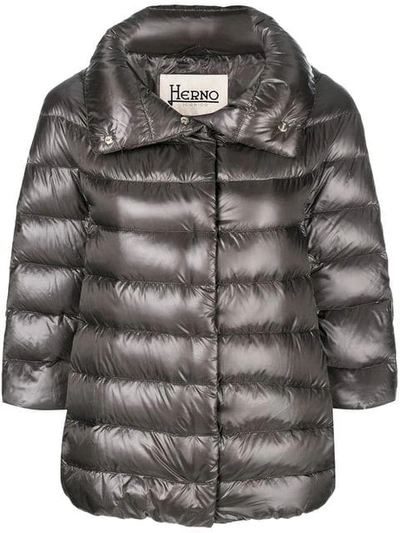 Shop Herno Feather Down Puffer Jacket In Grey