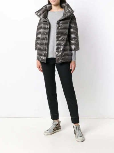 Shop Herno Feather Down Puffer Jacket In Grey