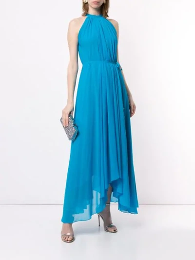 Shop Saloni Sleeveless Flared Maxi Dress In Turquoise