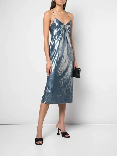 Shop Michelle Mason Bias Midi Dress In Blue