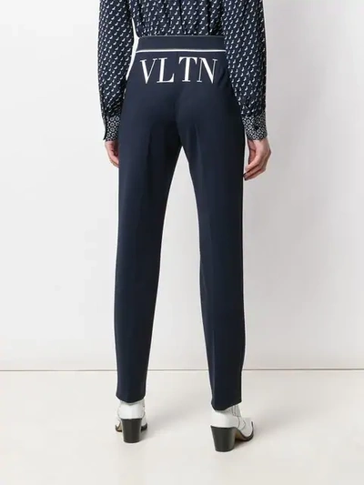Shop Valentino Vltn Straight-leg Trousers In Blue